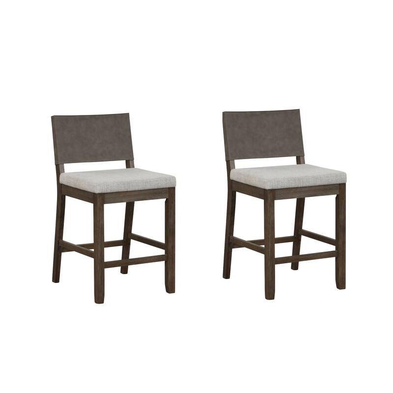 Nathan James Linus Modern Upholstered Bar Stool with Back and Solid Rubberwood Legs
