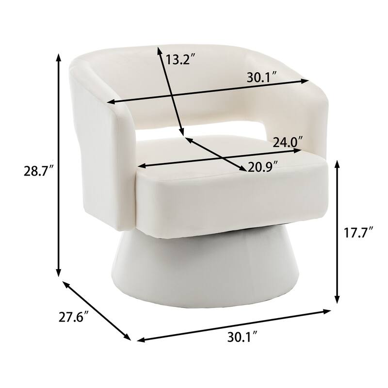 360 Degree Swivel Barrel Velvet Accent Armchair