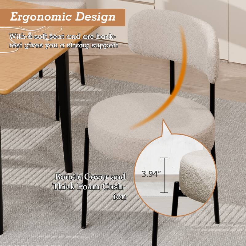 XINMICS Dining Chairs Set of 2/4/6, Mid Century Modern Upholstered Boucle Kitchen Dining Room Chairs