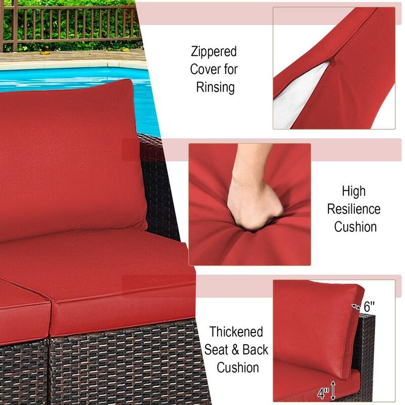 2PCS Patio Rattan Sectional Conversation Sofa Set - 29.5" x 29.5" x 25.5" (L x W x H)