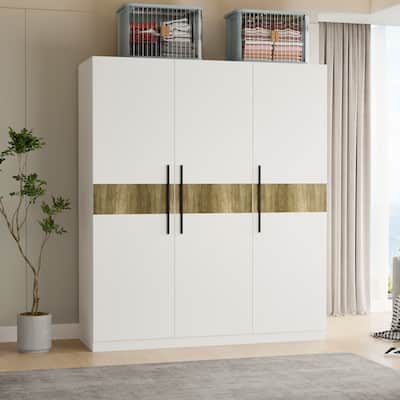 70.9"X82.7" Wardrobe Closet with Generous Storage - White Armoires