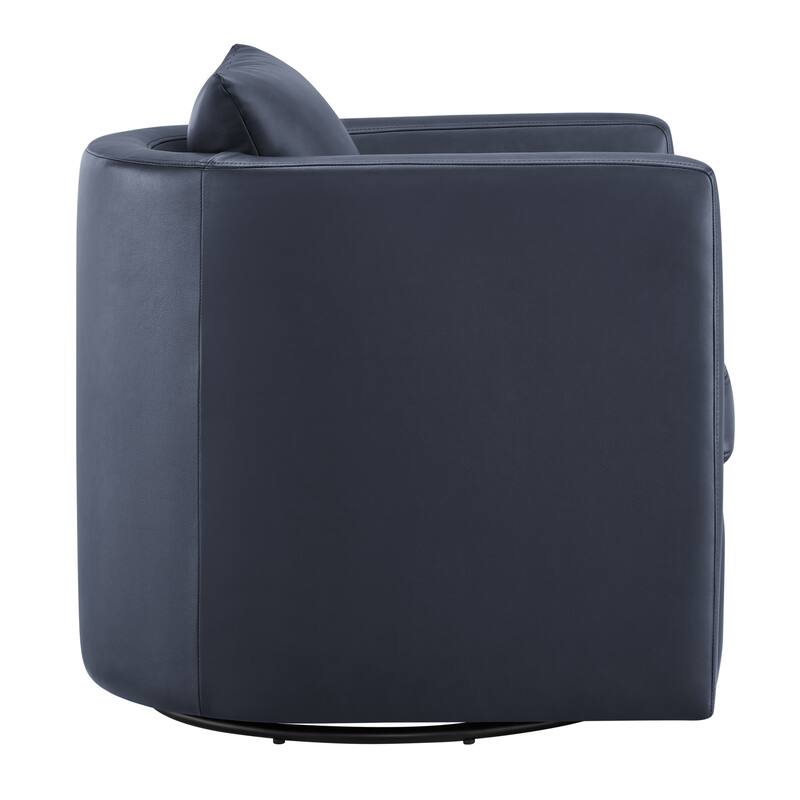 Sutton Midnight Blue Faux Leather Swivel Barrel Chair
