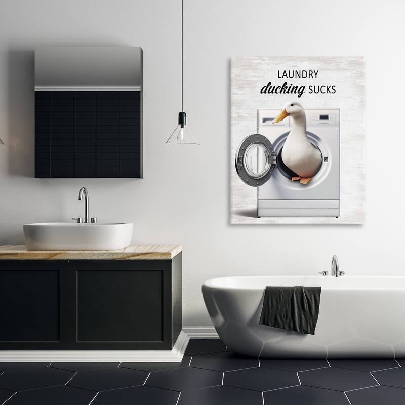 Stupell Funny Laundry & Duck Canvas Wall Art Design By Lettered and Lined