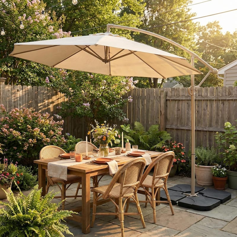 HOMYLIN 10 Ft Offset Patio Umbrella with Crank and Tilt