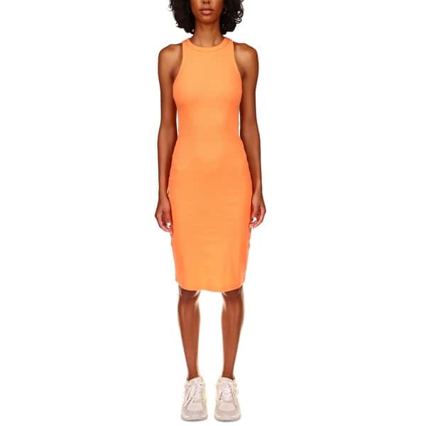 sanctuary ribbed dress Sanctuary Women's Ribbed Stretch Organic Cotton Body Con Midi Dress Orange  Size X-Large - Bed Bath & Beyond