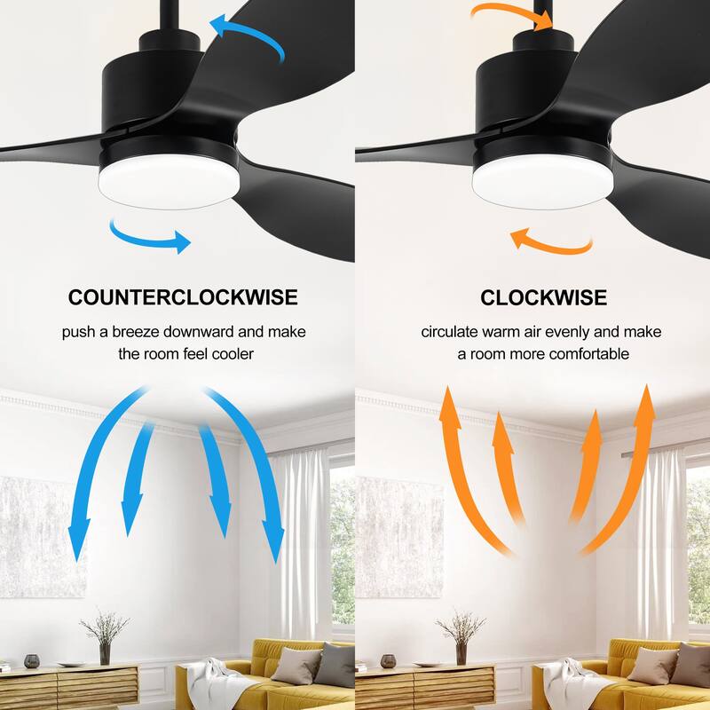 52"/42" Black/Gold LED Ceiling Fan with Lights Remote(3-Blade)