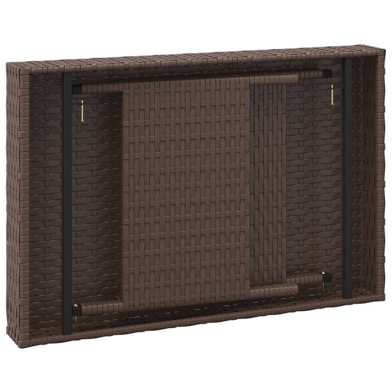 vidaXL Foldable Side Table Black/Brown 23.6"x15.7"x15" Poly Rattan - 23.6" x 15.7" x 15"