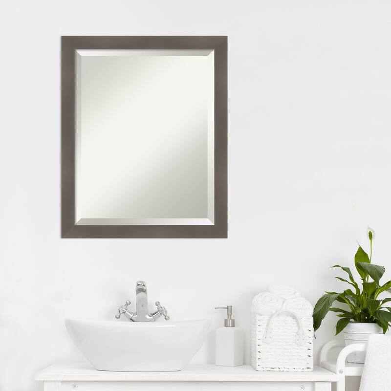 Edwin Beveled Wood Framed Bathroom Vanity Wall Mirror