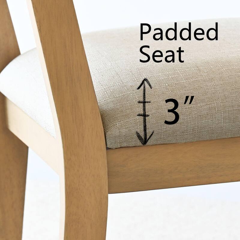 Rattan Back Upholstered Dining Chair With Solid Wood Legs(Set of 2)