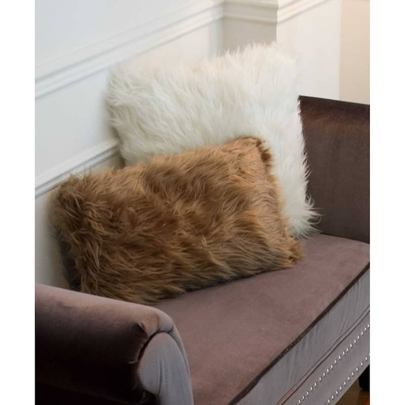 12" x 20" x 5" Tan Faux Pillow 2 Pack