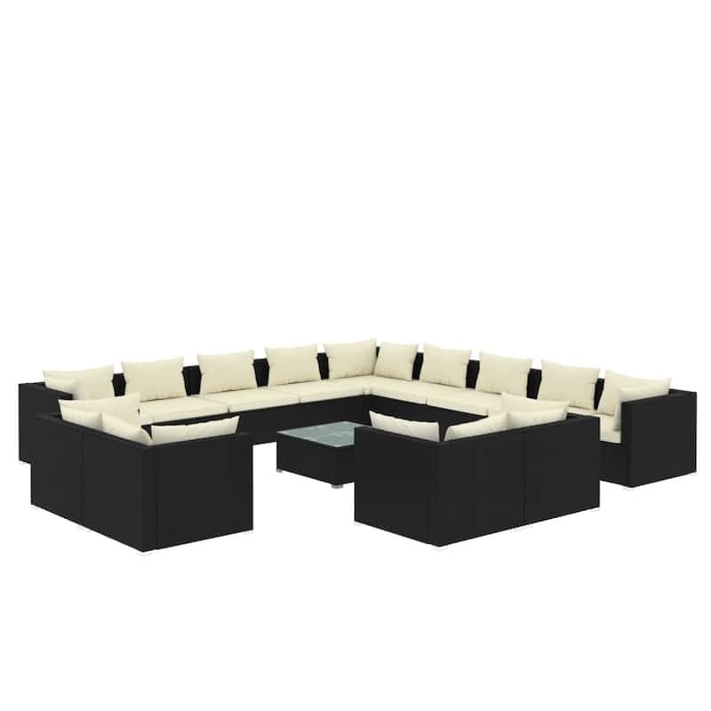 vidaXL Patio Lounge Set Outdoor Sectional Sofa Set Table Garden Poly Rattan - 27.6" x 27.6" x 23.8"