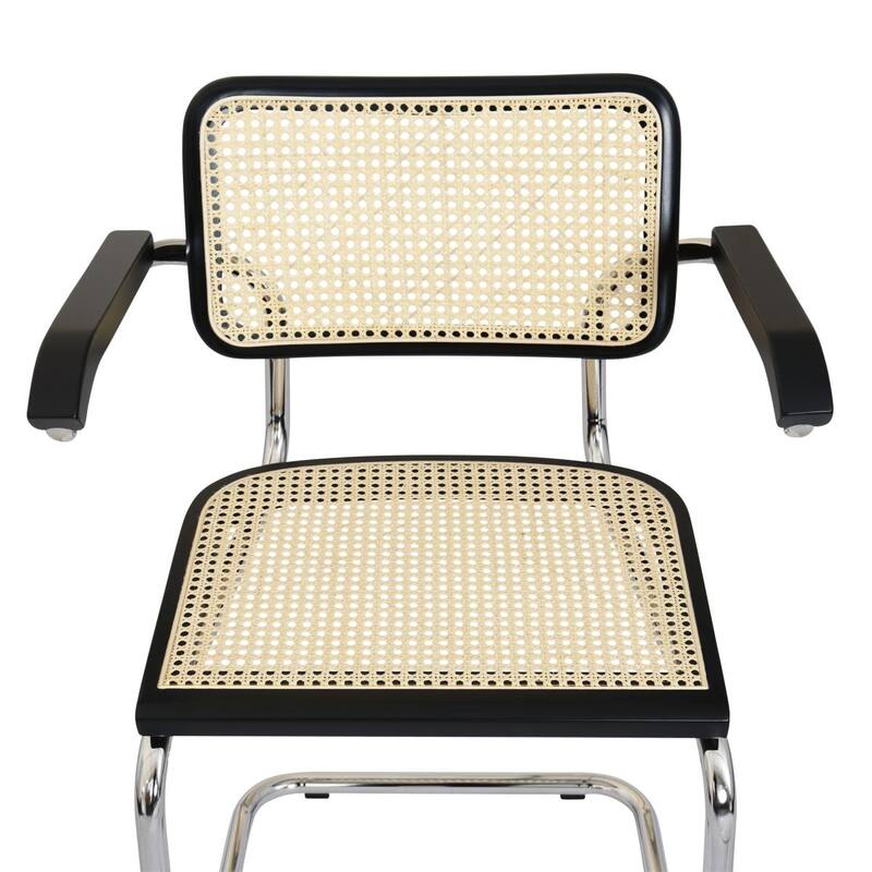 Breuer Chair Company Marcel Breuer Cesca Cane Cantilever Armchair Arm Chair w/ Chrome Steel Frame (Various Wood & Cane Colors)
