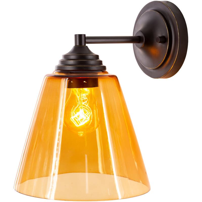 Artistic Weavers Lionel Amber Glass 1-light Wall Sconce - 11"H x 7.875"W x 9.875"D