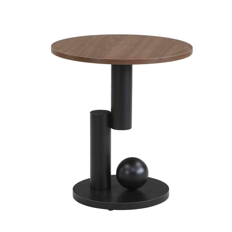 Nesting Coffee Table Set of 2, Wood Top Storage Center Table with Drawers, Oval Cocktail Table and Round Side Table Set