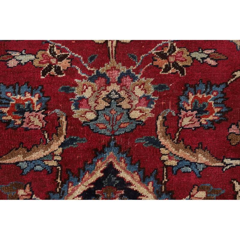 Traditional Signed Mashad Persian Vintage Rug Handmade Wool Carpet - 8'0"x 10'9"