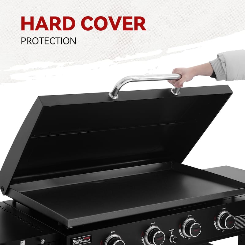 Royal Gourmet 35-Inch Flat Top 4-Burner Gas Griddle with Hard Cover,Black