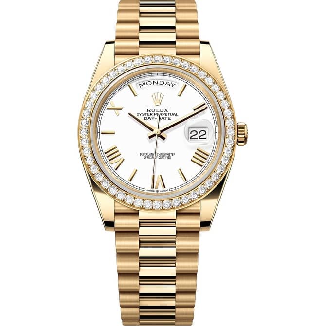 Rolex Pre-Owned Oyster Day/Date Men's Watch - Gold and Diamonds
