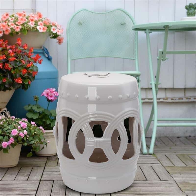 Multifunctional Garden Stool Bench for Patio, Deck, or Yard - 13.6" Dia x 17.3" H