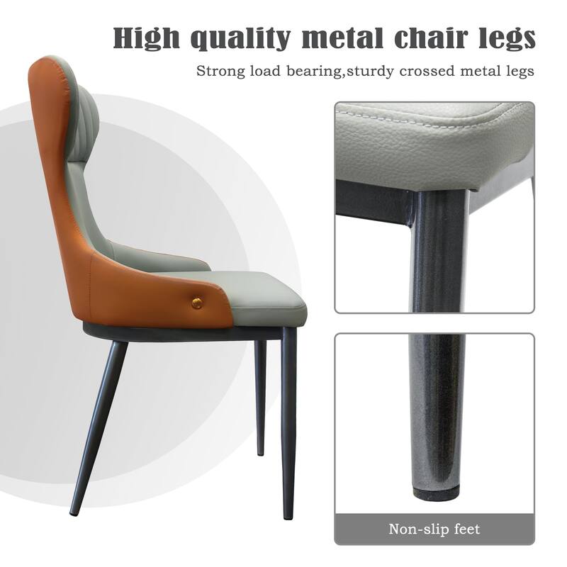 Hello Laura Modern Wingback Gray Dining Chairs - Comfortable Tufted Back (Set of 2) - N/A
