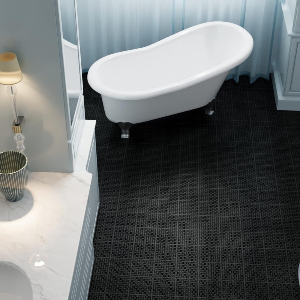 12 x 12 Inch Interlocking Deck Tiles Plastic Waterproof for Bathroom Shower Balcony Porch Pebble Stone Pattern（12 Pack）