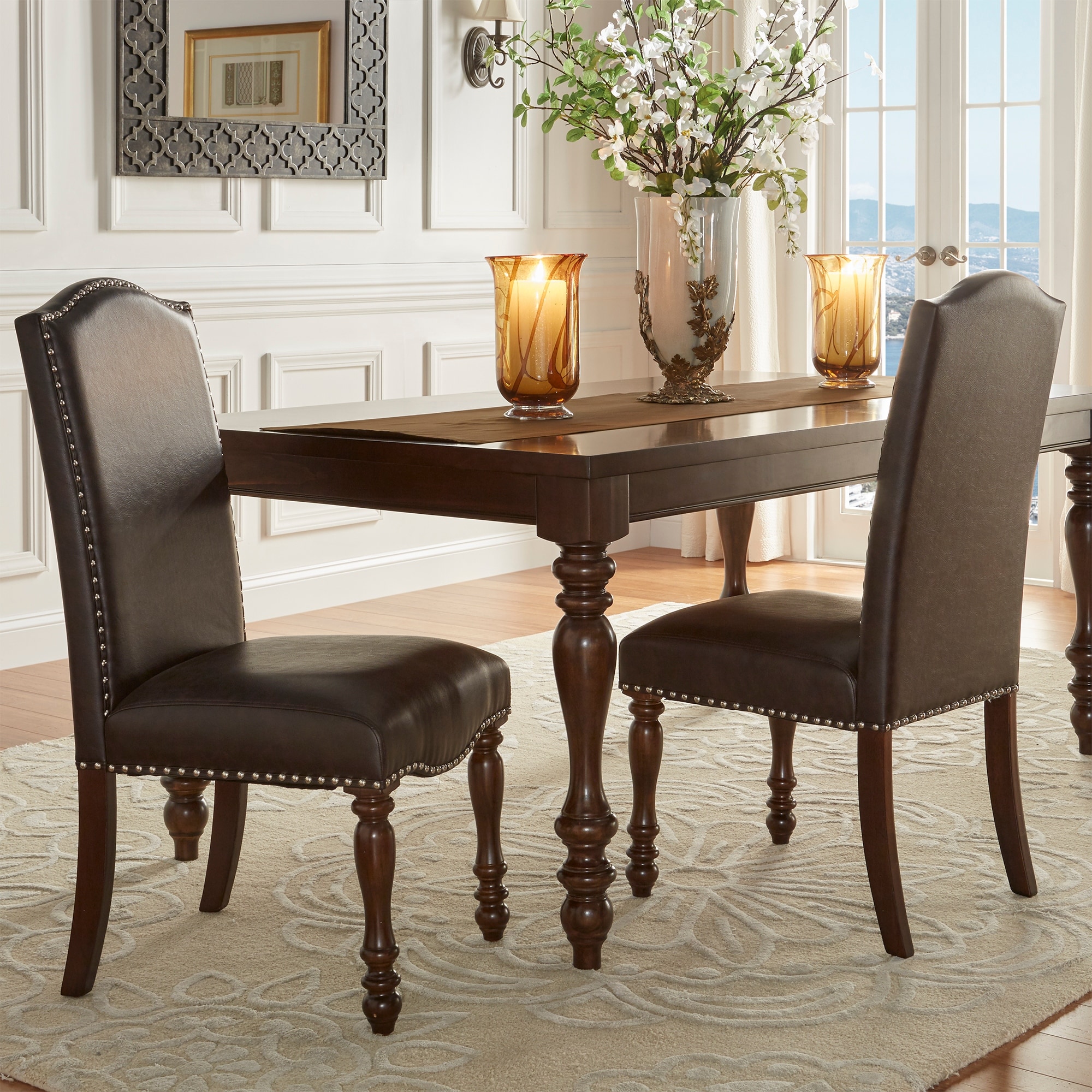 Shop Parisian Nailhead Upholstered Dining Chairs Set Of 2 By