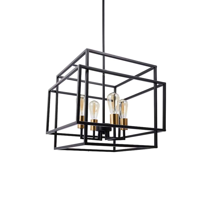 CO-Z 64"4-Light Adjustable Open Box Frame Rectangle/Square Pendant Chandelier