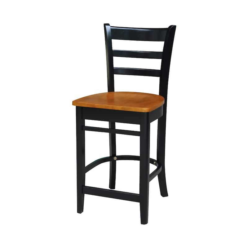 International Concepts Solid Wood Emily Dining Stool - Black/Cherry - Counter Height