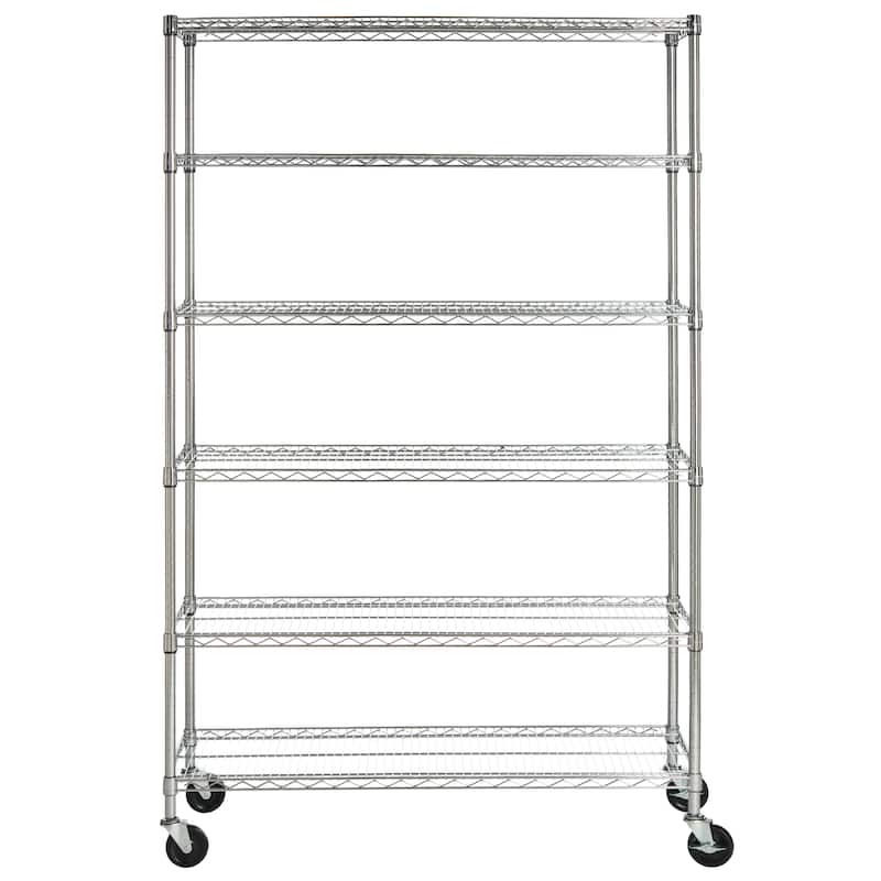 SAFAVIEH Storage Collection Juliet 6 Tier Heavy Duty Commercial Chrome Wire Shelf - 47.6" W x 18" L x 75" H