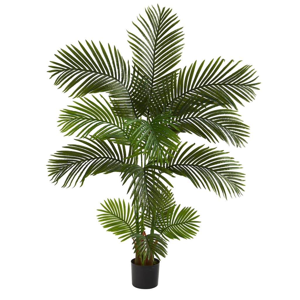 Artificial Palm Tree 5ft - Realistic Tropical Foliage Decor for Home Office Living Room - Towering Indoor Plant