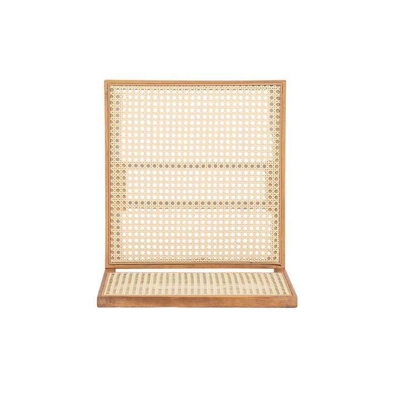 Rattan Dining Chair Set of 2, Armless Side Chairs with Wood Legs