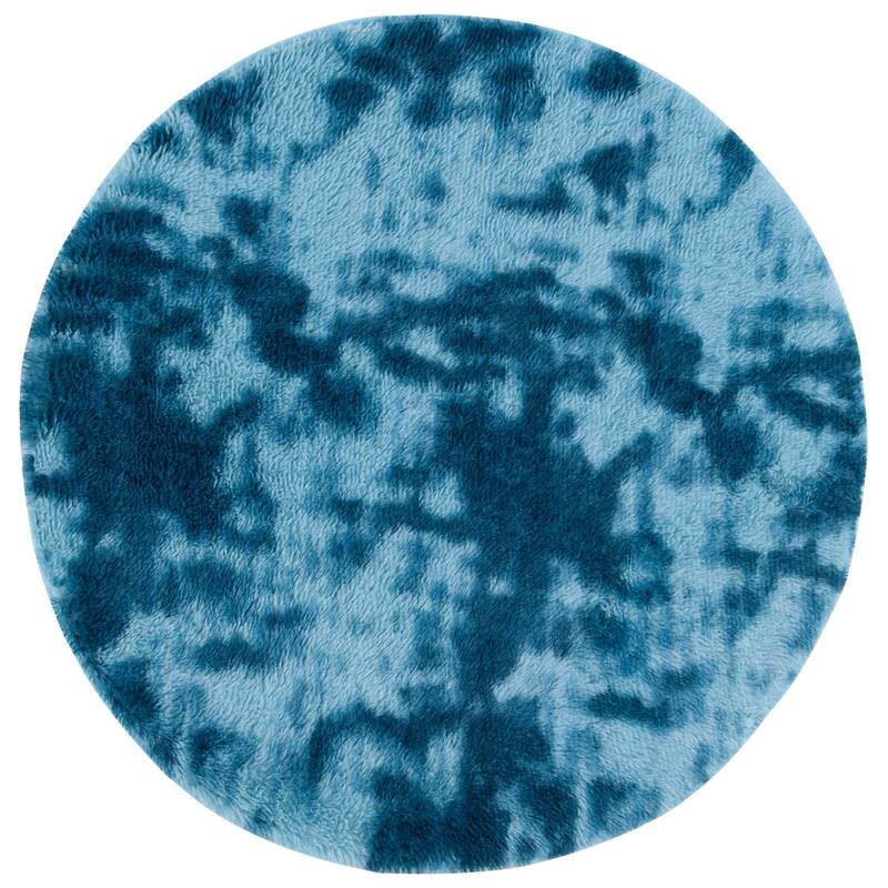 SAFAVIEH Rainbow Shag Didy Shag Rug - 4' Round - Blue