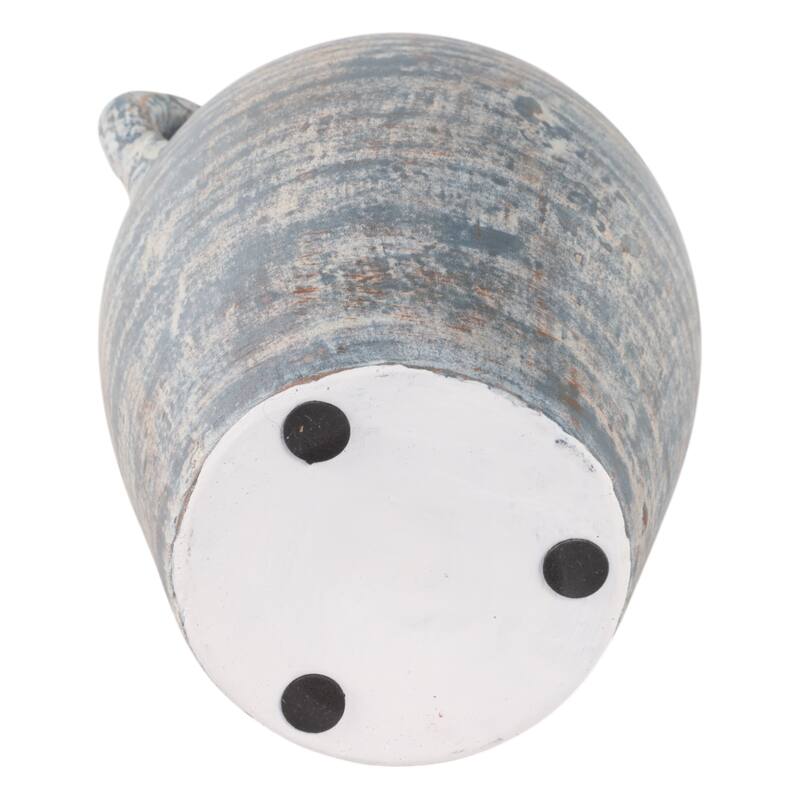 Handcrafted Terracotta Pottery Vase with Amphora Shape and Handles