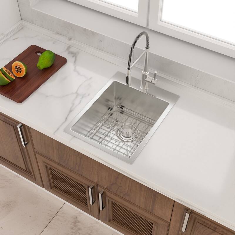 15/25 inch Topmount Drop-in Stainless Steel Single Bowl Kitchen Sink