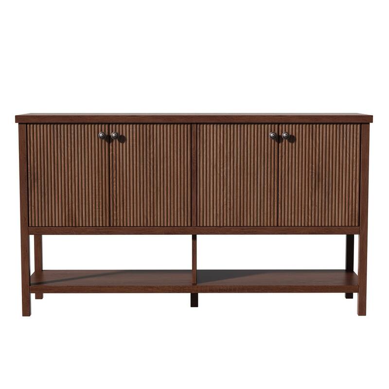 4 Doors Rustic Cabinet with Opening Shelf for Kitchen and Living Room