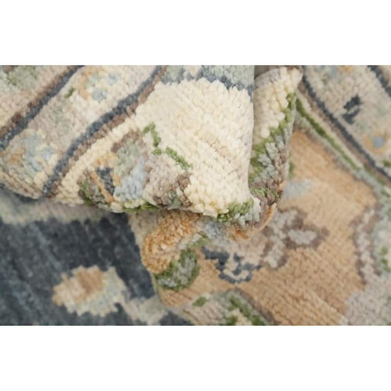 Hand Knotted Oriental 100% Wool Carpet Transitional Geometric Greys & Charcoal Oushak Area Rug - 6' 6'' X 5' 3''