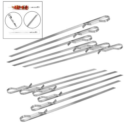ALEKO Stainless Steel Reusable Set of 12 Barbecue Grilling 17 inches Skewers