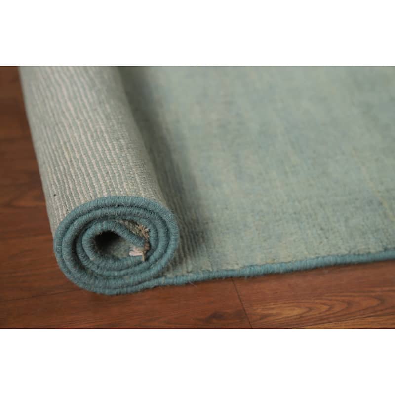 Light Blue Gabbeh Oriental Foyer Rug Bedroom Hand-Knotted Wool Carpet - 3'4"x 5'0"