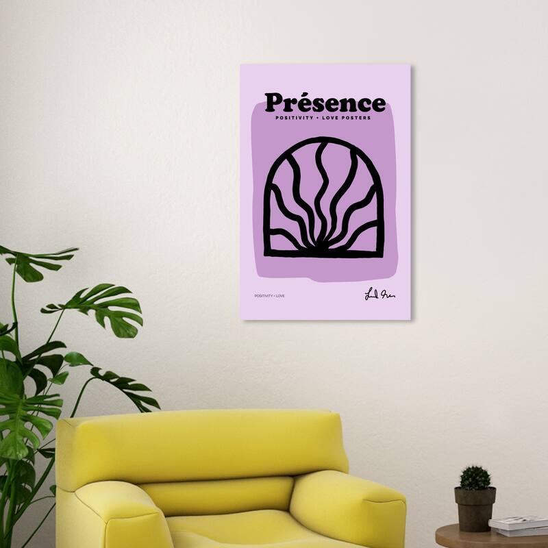 Wynwood Studio Canvas Advertising Positive Presence Poster Purple and Light Purple Modern & Contemporary Wall Art Canvas Print - 20 x 30