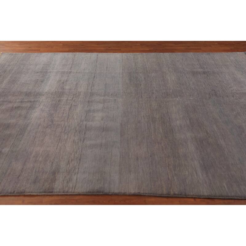 Modern Gray Gabbeh Oriental Area Rug Hand-Knotted Wool Carpet - 7'0" x 9'7"