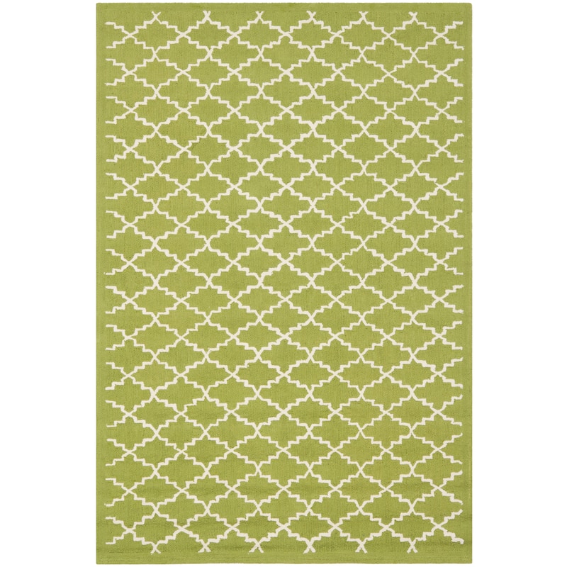 SAFAVIEH Handmade Newport Hayleigh Modern Cotton Rug - 3'9" x 5'9" - Olive/Ivory
