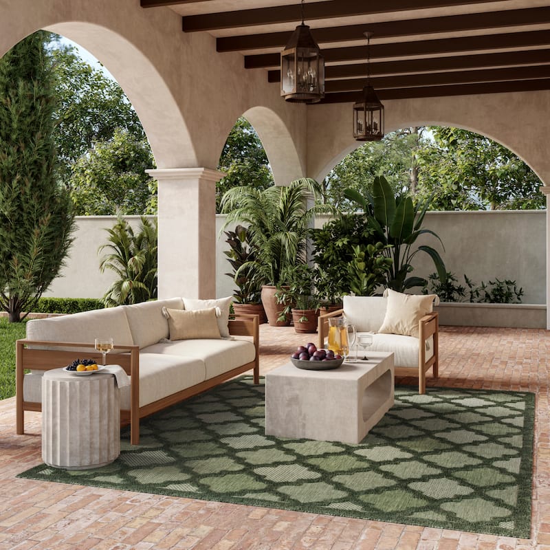 Nourison Easy Care Indoor/Outdoor Moroccan Trellis Area Rug - 9' x 12' - Green