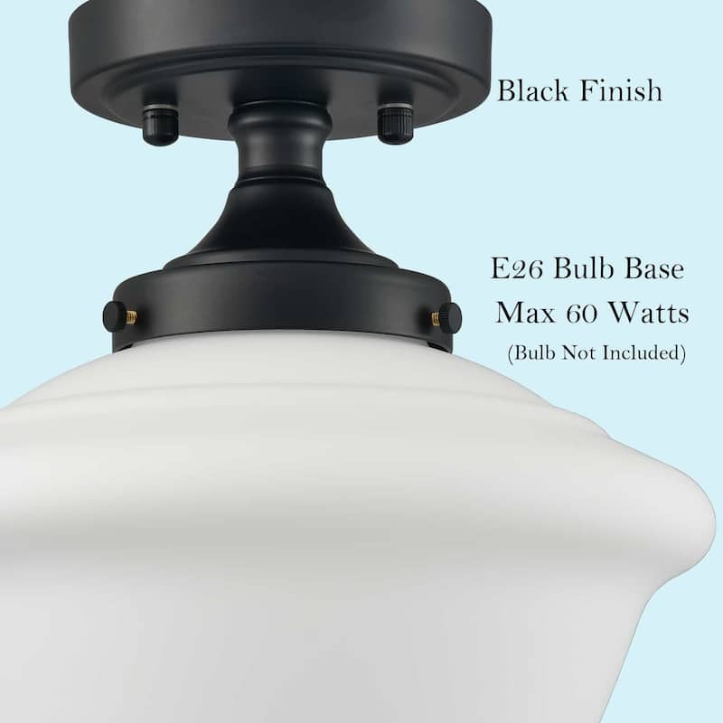Kavala Schoolhouse Ceiling Light Fixture with Milk Glass Shade