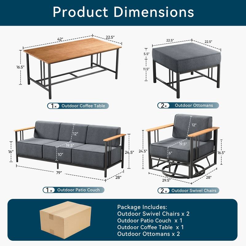 Outdoor Patio Funiture Set with Extra-Thick Seat cushion