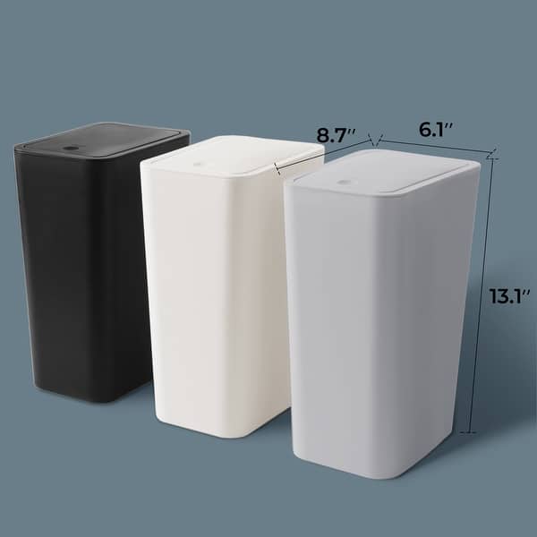 dimension image slide 0 of 2, 2.6 Gallon Slim Plastic Trash Can with Press Top Lid