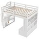 preview thumbnail 4 of 10, Full Size Loft Bed with Desk and Shelves, Two Built-in Drawers, Storage Staircase
