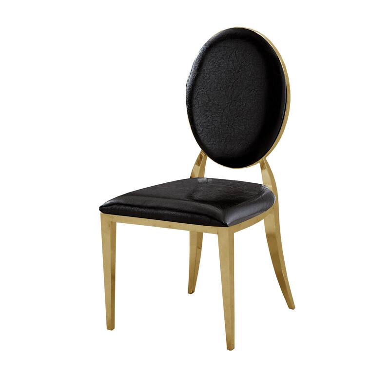 Leatherette Dining Chair Set of 2 with Stainless Steel Legs
