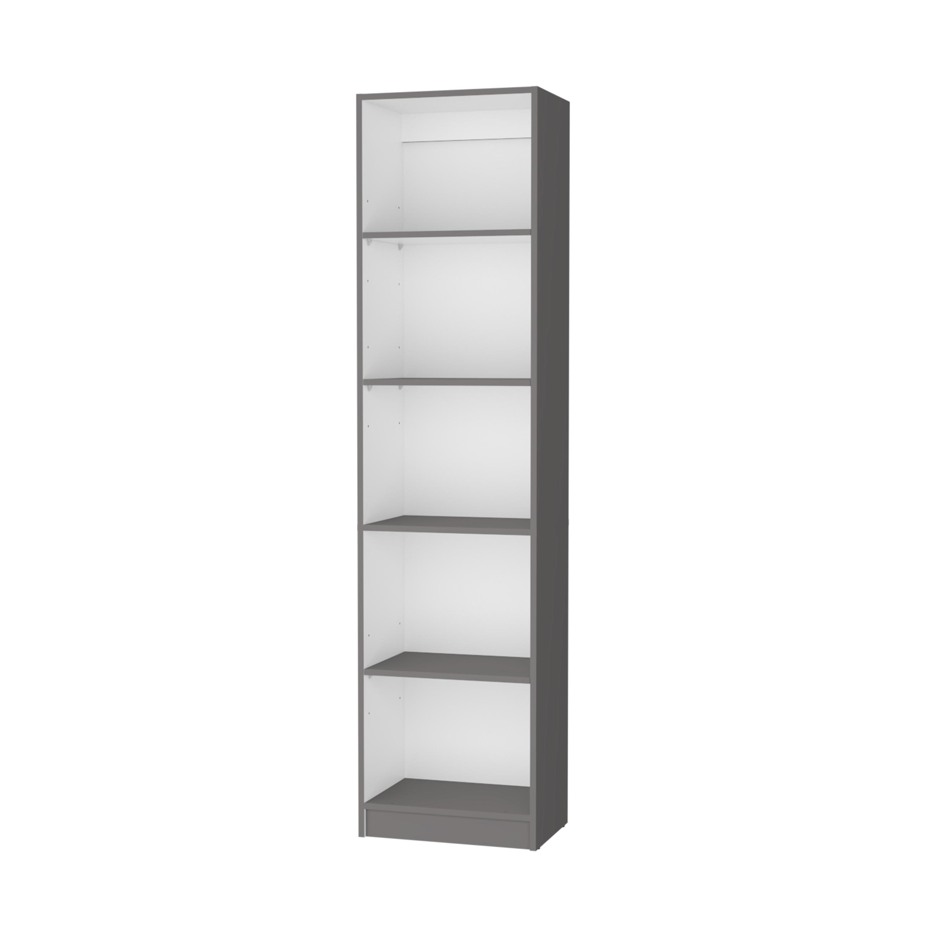 Zachary Matt Gray and White 5-Shelf Slim Bookcase