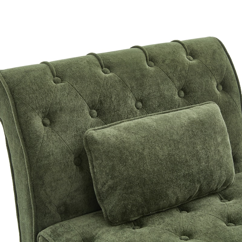 Christopher Knight Home - Classic Indoor Velvet Upholstered Button-Tufted Chaise Lounge Chair with Solid Wood Legs - 54.5"L