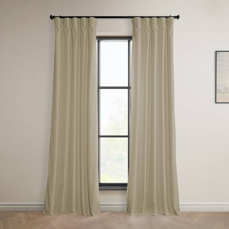 Exclusive Fabrics Heritage Plush Velvet Curtain (1 Panel) - 50 X 96 - Light Beige