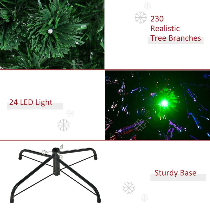 HOMCOM 6 ft. Color-Changing Lighted Christmas Tree with Stand - 6 Foot